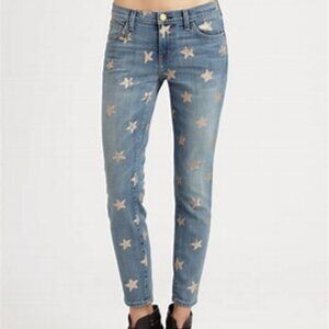 Current/Elliott Blue and White Cropped Star Jeans